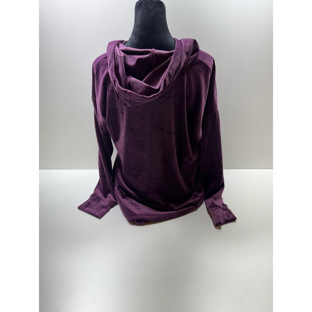 Pure Jill Velour Hoodie Medium Plum Purple Velvet Sz Medium Casual Oversized - Picture 3 of 9